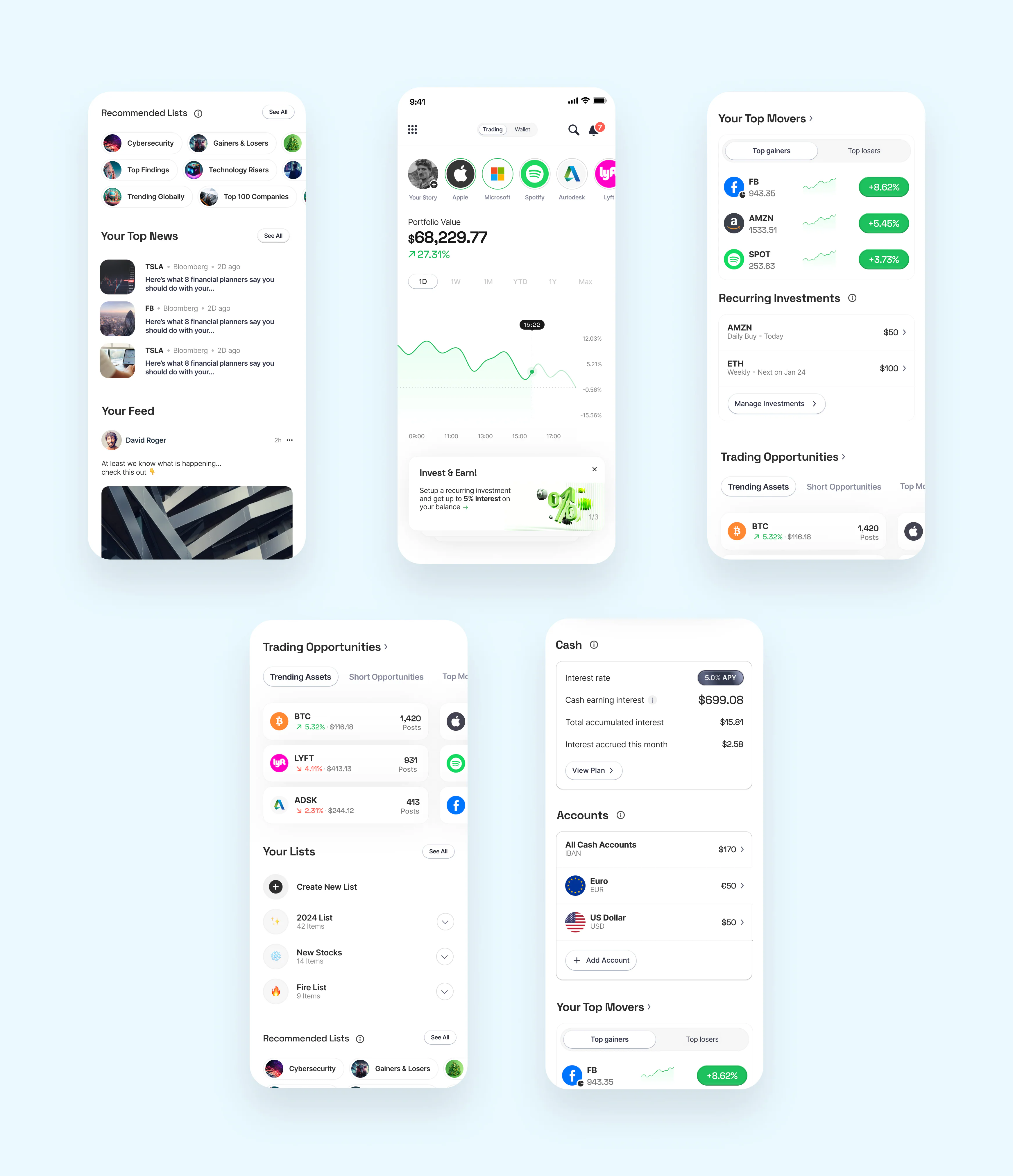 Final modular components used across the eToro Home experience