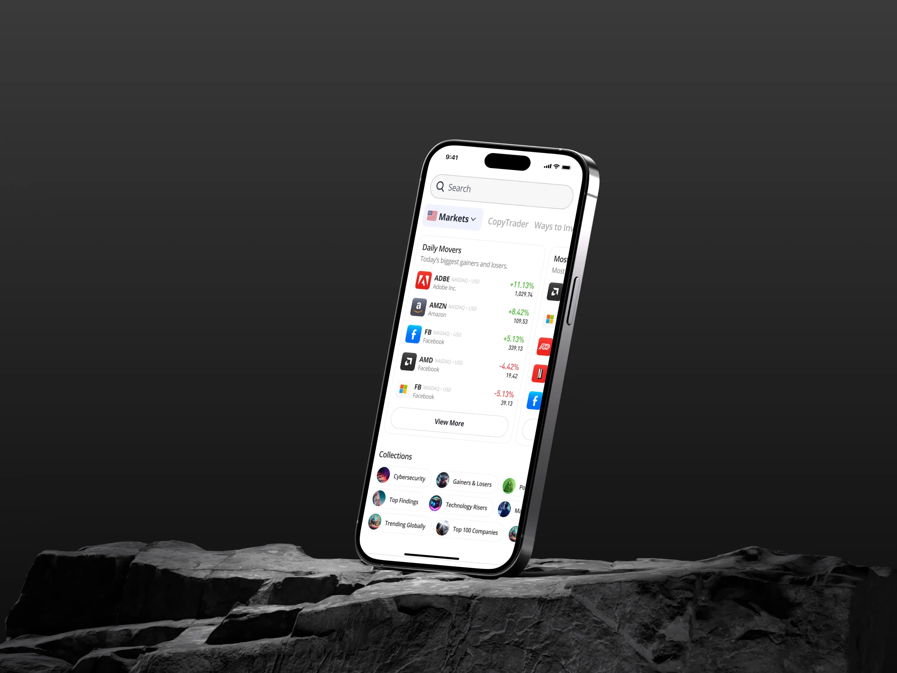 eToro mobile Discover redesign
